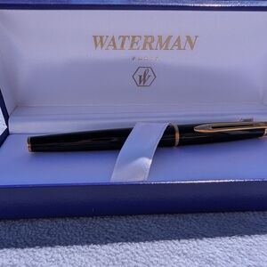 Waterman Hemisphere Black Ballpoint Pen with Gold Trim